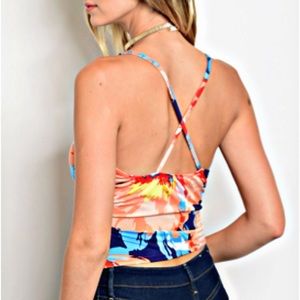Tops - Floral Surplice Crop Top Tops - Floral Surplice Crop Top